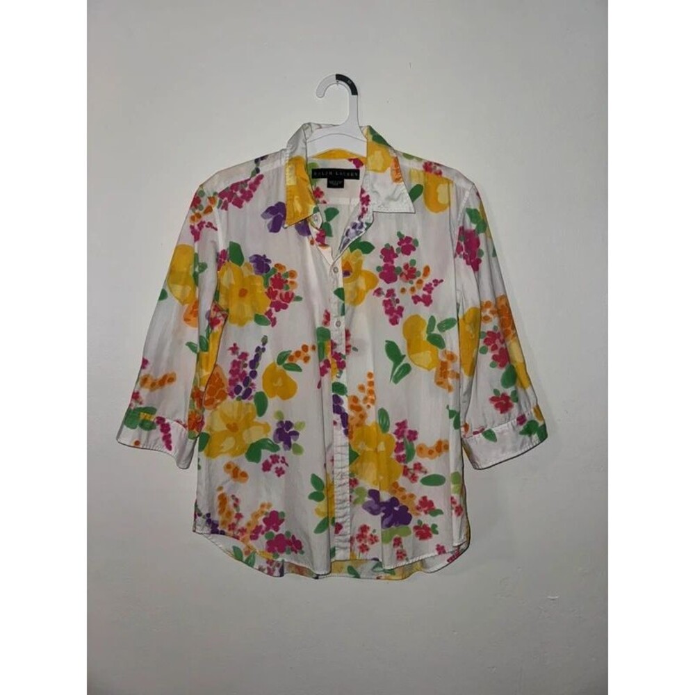 Ralph Lauren Women's Cotton Blouse Size 14 100% Cotton Button Front Shirt